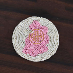 Sous-verre perlé en forme de lapin rose fait à la main cuisine Table à manger thé café porte-gobelet en gros décoratif boisson tapis tampons - Product Image 1