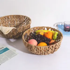 Bol de service en rotin en maille de couleur brun antique avec finition naturelle, lot de 3, parfait pour la décoration de mariage - Product Image 3