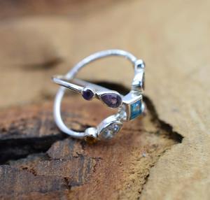 Anillo de plata estilo bohemio hecho a mano, joyería de plata de ley 925, piedra preciosa múltiple, anillo de tendencia, joyería para mujer, regalo para ella - Product Image 3