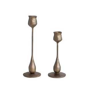 Portavelas cónico de metal chapado en oro para el hogar y la boda Decoraciones de iluminación de mesa Portavelas - Product Image 5