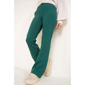 Pantalon à jambes larges vert émeraude pour femme Pantalon crayon XL décontracté Lavage respirant et coloré avec techniques froissées - Product Image 4