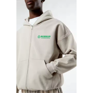 Sweat à capuche personnalisé 100% coton 450 GSM, poids lourd, respirant, séchage rapide, fermeture éclair, impression de logo sur le devant, unisexe, streetwear d'hiver - Product Image 6