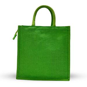 Sac fourre-tout en jute de qualité supérieure de luxe avec logo personnalisé imprimé élégant et durable écologique avec poignée en ruban vert en alliage de zinc fermeture éclair Bogg - Product Image 2