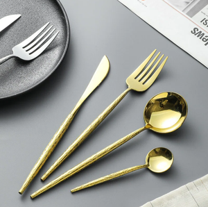 Couverts modernes en acier inoxydable doré de meilleure qualité couteau à dîner cuillère maison cuisine restaurant vaisselle décor de mariage événement - Product Image 2