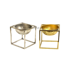 Table <b>top</b> metal candle bowl with square stand golden color wax candle bowl empty jar candle planters for Christmas Decoration - Product Image 3