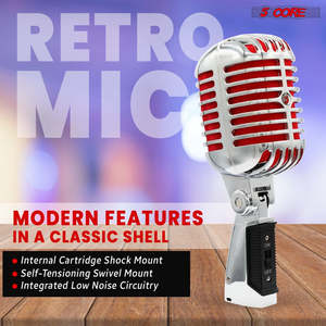 Micrófono Vintage de 5 Núcleos, Micrófono Dinámico Clásico Profesional XLR de Estudio, Estilo Retro, ROJO - Product Image 6