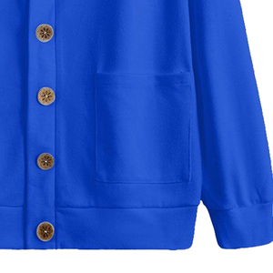 Cárdigan de lana de punto con botones y cuello en V azul Unisex bordado personalizado P o cualquier logotipo de letra para ropa universitaria/de equipo - Product Image 5