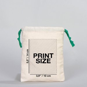 Custom Green Cotton <b>Drawstring</b> <b>Pouch</b> for New Year 6 8 (15 20 Cm) Screen Gift Bag for Clothing Crafts Holiday Packaging - Product Image 3