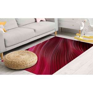Red & Pink Abstract <b>Rug</b>: Modern Salon Decor, Accent <b>Rug</b>,<b>Chenille</b> <b>Rug</b> - Product Image 1