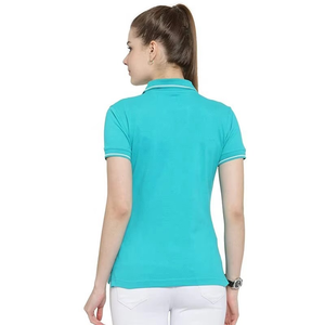 Camiseta de manga corta con cuello en V de algodón 100% personalizada para Polo, estilo informal cómodo para mujer - Product Image 4