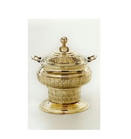 Plat de service artisanal classique et élégant en acier inoxydable martelé, motif floral, 4 pièces, chauffe-plat pour mariage, vaisselle