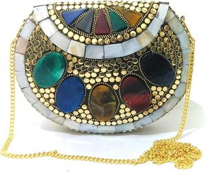 Elegante Mozaïek Clutch Tas Met Zilveren Accenten En Kralen Moderne Mozaïek Clutch Tas Voor Vrouwen En Meisjes Van Artisan <span class=keywords><strong>Auar</strong></span>