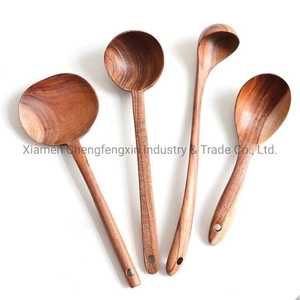 Petite cuillère en bois d'acacia naturel de qualité supérieure au design moderne avec cuillère à utiliser pour la vaisselle à la maison en acier miroir - Product Image 4