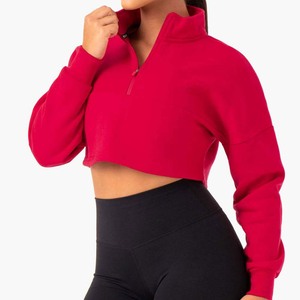 Calidad Premium al por mayor 2025 transpirable cómodo mejor diseño personalizado logotipo impresión peso ligero mujeres Crop Top sudaderas con capucha - Product Image 4
