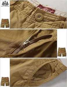 Shorts cargo unis pour hommes, style streetwear |   Chemise à boutons 100% coton sergé |   Séchage rapide, respirant |   Décontracté d'été |   OEM - Product Image 5