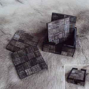 Sous-verres en corne de buffle naturelle de qualité supérieure, ensemble de sous-verres polis en noyer, sous-verres - Product Image 1