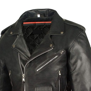Chaqueta de cuero de vaca genuina hecha a medida Chaqueta de cuero negro de motocicleta hecha a mano a la venta por ropa de hombre - Product Image 5