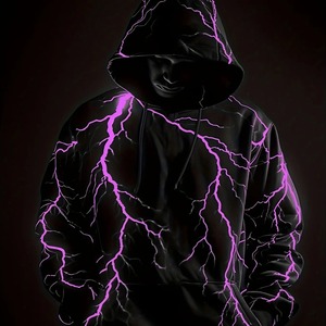 Sweat à capuche pour homme Violet Lightning Imprimé Pull de poche Street Fashion Sweats à capuche pour homme et femme Sweats à capuche décontractés pour homme - Product Image 1