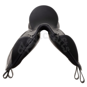 Selle de dressage en cuir noir pour l'équitation, siège profond, panneaux remplis de laine, rouleaux hauts pour les genoux, excellente pour l'équitation - Product Image 5