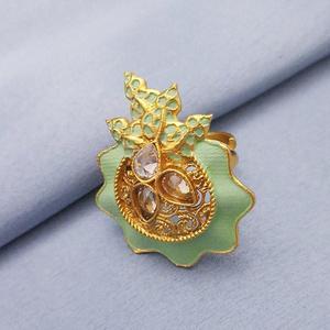 Kriaa โมเดล1504722แหวนแฟชั่นทองแดงปรับได้รูปหินโฆษณา - Product Image 1