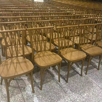 Chaise empilable en résine de châtaigne et saule, durable, style ferme, pour mariages, banquets, événements extérieurs et fêtes - Vente en gros