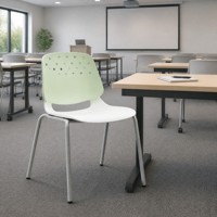 Chaise de conférence moderne empilable perforée, siège en plastique pour formation, structure métallique, pour réunions, salles de classe et auditoriums