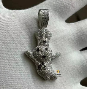 Fabuleux dessin animé personnalisé entièrement glacé pendentif Hip Hop en rond brillant laboratoire cultivé VVs clarté diamants en argent sterling 925 - Product Image 2