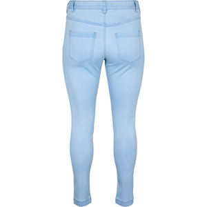 Pantalones vaqueros rectos ajustados con botones de cintura alta para mujer, pantalones vaqueros transpirables de algodón/elastano de talla grande XL para verano - Product Image 2