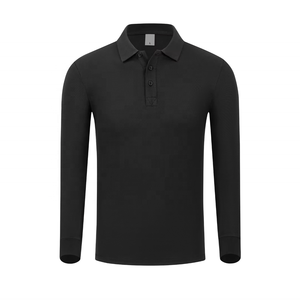 Camiseta de polo de cuello largo informal de manga larga bordada con logotipo personalizado para hombre, camiseta transpirable de talla grande, camisa en blanco de punto OEM sólida - Product Image 6