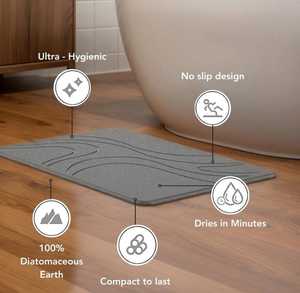 TerraDry Modern Diatomaceous Earth Stone Bath <b>Mat</b> | Super Absorbent Quick-Drying <b>Non</b>-<b>Slip</b> Eco-Friendly Durable Bathroom <b>Mat</b> - Product Image 6