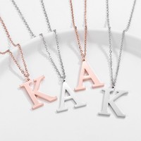 Liontin Kalung Trendy DIY dari Baja Anti Karat, 26 Manik Huruf A-Z untuk Wanita dan Anak-anak
