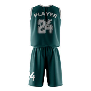 Ensemble de maillots de basket-ball W4G personnalisés pour hommes 100% polyester évacuation de l'humidité séchage rapide respirant sans manches transfert de chaleur imprimé - Product Image 6
