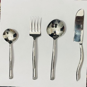 Cutlery Set of 4 Pcs Flatware for Home Restaurant Silver Color Modern Wood & Metal Cutlery Set Best Quality Spoon Fork and Knife - Product Image 5
