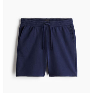 Pantalones cortos deportivos informales azul marino para hombre al por mayor 100% algodón sólido PANA logotipo personalizado ajuste regular para entrenamiento en pista - Product Image 1