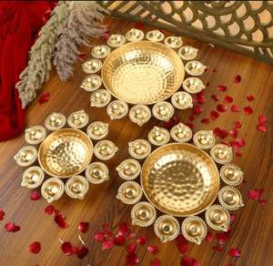 Moderno y único indio hecho a mano Metal Urli Bowl redondo Diya forma decorativa para fiestas de boda precio - Product Image 2