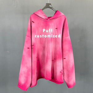 Sweat à capuche bouffant personnalisé en éponge française 100% coton imprimé délavé à l'acide coupe Boxy sweat à capuche court - Product Image 1