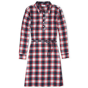 เสื้อเชิ้ตลายสก็อตสีฟ้าสไตล์สตรีทสำหรับผู้หญิงเดรสเซ็กซี่ยาวถึงเข่าออกแบบตามสั่งไซส์ XS สำหรับวันนอกสถานที่สำหรับเด็ก - Product Image 2