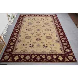 Vintage Turkish <b>Rug</b> Classic Beige Red 7.2 X 9.5ft <b>Large</b> Area Patchwork Wool with Latex Backing for Hallway or <b>Bedroom</b> - Product Image 1