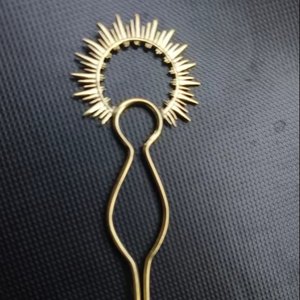 Pasador de Pelo Moderno Estilo Sunburst de Latón Color Dorado para Bodas y Fiestas, Accesorios para el Cabello, Joyería Elegante - Product Image 1