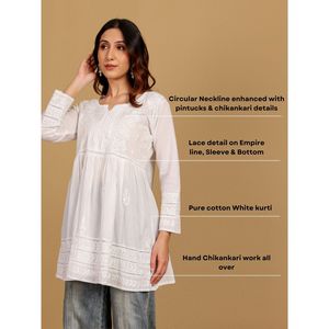Chahat Algodón Mujer Blusas y camisas Cortas Chikankari Kurti - Product Image 2