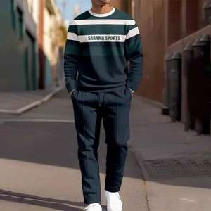 Ensemble de survêtement décontracté pour homme avec logo personnalisé, sweat-shirt à col rond, ensemble de survêtement de jogging en gros, 2 pièces - Product Image 1