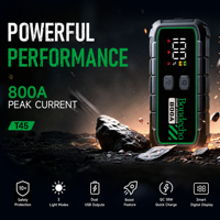 Démarreur portable et batterie externe 10000 mAh, charge rapide 12V 800A, booster de batterie au lithium, écran LCD, lumière LED, câbles de démarrage