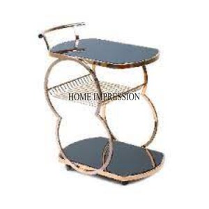 Chariot de service à 3 niveaux en métal plaqué or de haute qualité pour mariage et fêtes - Product Image 2