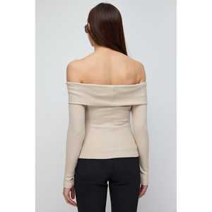 T-shirt décontracté à manches longues, coupe ajustée, col bateau, viscose/polyester - Product Image 5