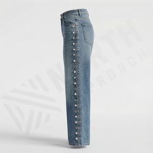Jeans pour femmes, décontractés, avec poches zippées, denim, pantalon long, printemps, pantalon pour femme, meilleure qualité, denim respirant, mode streetwear - Product Image 3