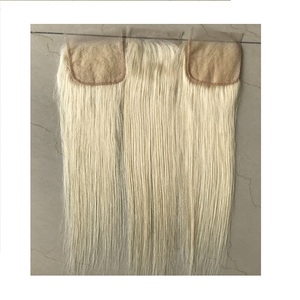 Venta al por mayor Popular de Malasia recto cabello humano Cierre de encaje de buena calidad 4x4 cutícula alineada Remy Rubio 613 Color onda cruda - Product Image 1