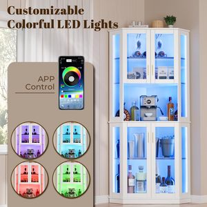 Lemari Pajangan Kaca Mewah Modern dengan Lampu LED, Kunci, Konstruksi Kayu Tahan Lama untuk Hotel dan Rumah, Penyimpanan yang Dapat Disesuaikan - Product Image 6