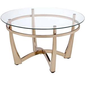 โต๊ะข้างตกแต่งร้านอาหารดีไซน์โค้งมน ผลิตด้วยมือ พร้อมฐานโลหะเคลือบทอง หน้าโต๊ะกระจก สำหรับโรงแรม - Product Image 5