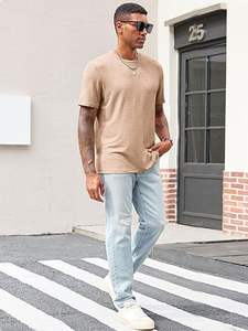 Cómoda Camiseta de punto para hombre con mangas cortas para uso diario con marca personalizada y opciones de etiqueta privada - Product Image 4