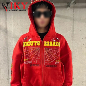 VIKY INDUSTRIES-Sweat à capuche zippé visage intégral pour hommes, nouveau service OEM vierge, surdimensionné, en coton, avec logo personnalisé - Product Image 3